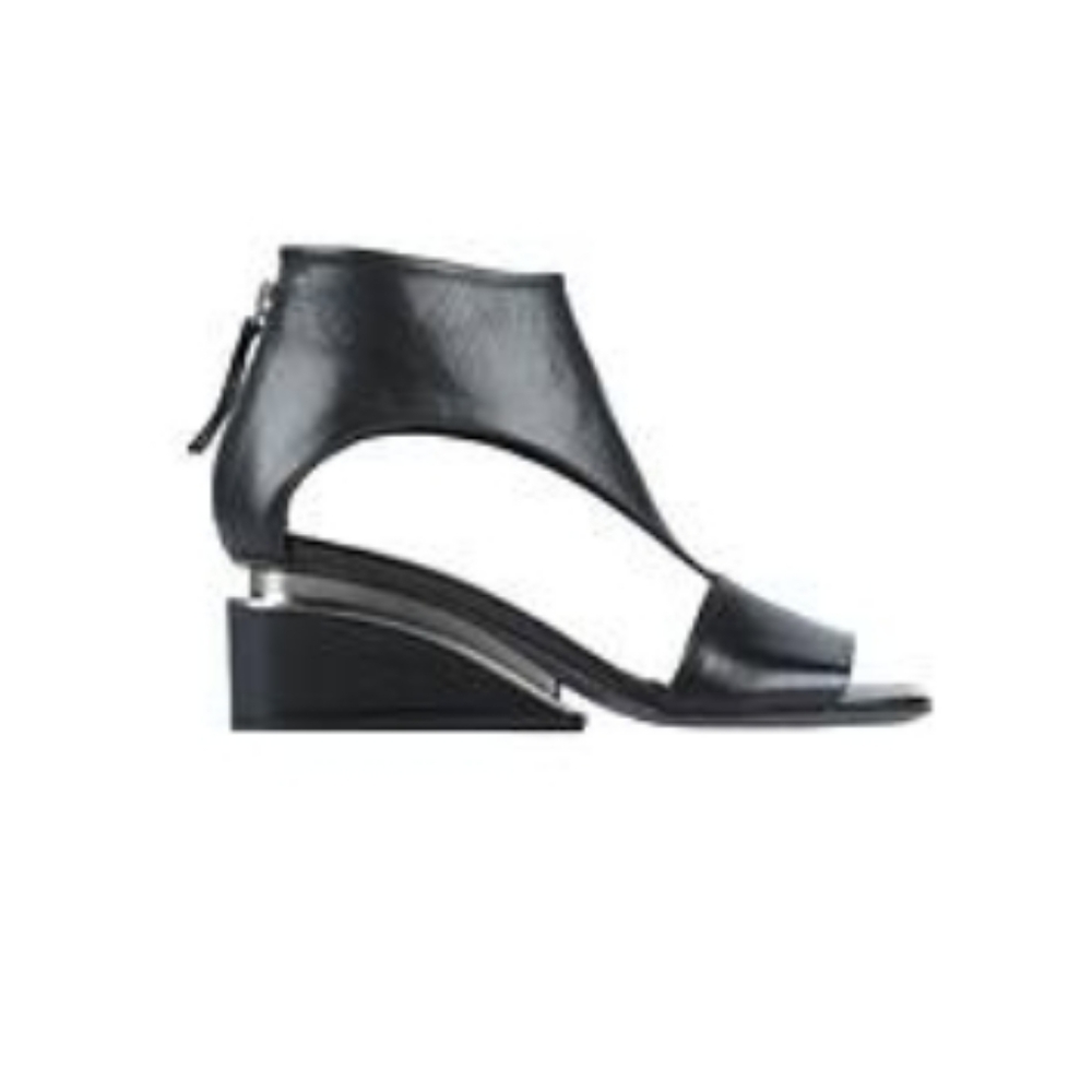 Vic Matie  Black Wedge Open Toe Bootie shoes Made In Italy Size 11 or 41